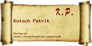 Kotsch Patrik névjegykártya